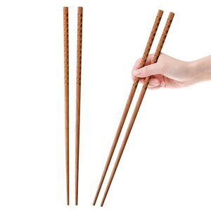 3 Pairs Reusable Wooden Chopsticks for Noodles Frying Hotpot Kitchen 9"